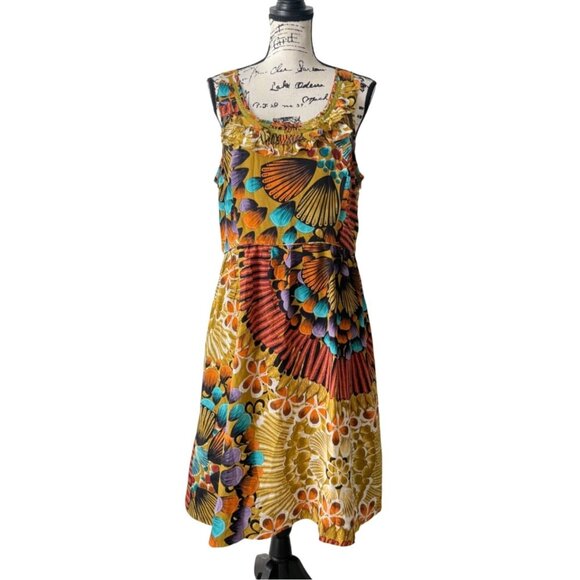 Edme & Esylite Dresses & Skirts - Anthropologie Edme Esyllte Silk Dress Sleeveless Vibrant Print Art Y2K Size 12